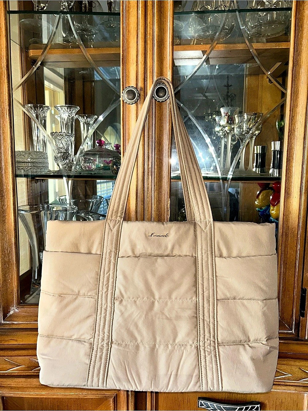 Lovevook Puffer Quilted Tote in Beige